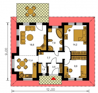 Floor plan of ground floor - BUNGALOW 8